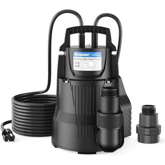 Acquaer 1/2 HP Submersible Sump Pump with Accessories