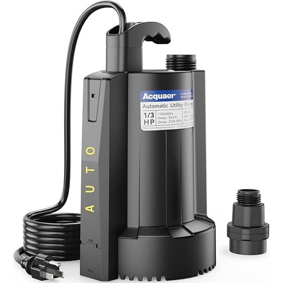 Acquaer 1/3 HP Submersible Water Pump with Hose Adapter