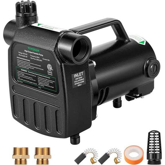 VIVOSUN 1HP Water Transfer Pump with Hose Adapters