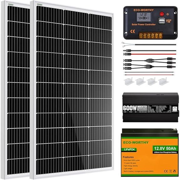 ECO-WORTHY 200W Solar Panel Kit with Battery & Inverter