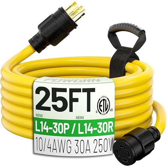 POWGRN 25ft 30-Amp Generator Power Extension Cord