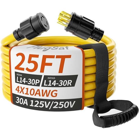 25FT 30A Generator Extension Cord Heavy Duty Yellow