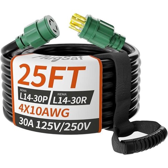 25FT 30A Generator Extension Cord Heavy Duty Black