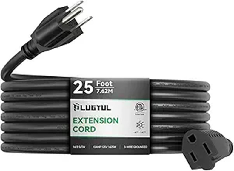PLUGTUL 25ft Waterproof Heavy Duty Extension Cord