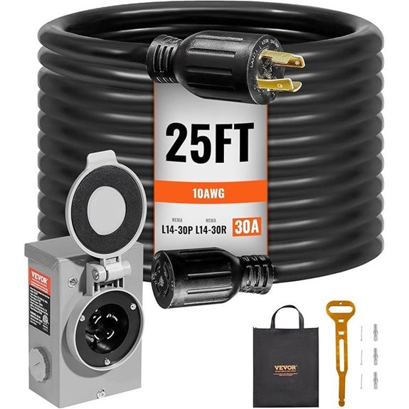 VEVOR 30 Amp Generator Cord & Inlet Box Kit