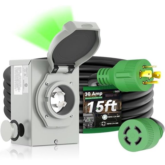 30 Amp Generator Cord & Power Inlet Box Kit