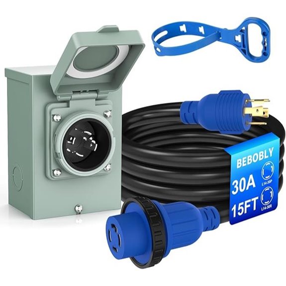 30 Amp Power Inlet Box & 15ft Generator Cord Kit