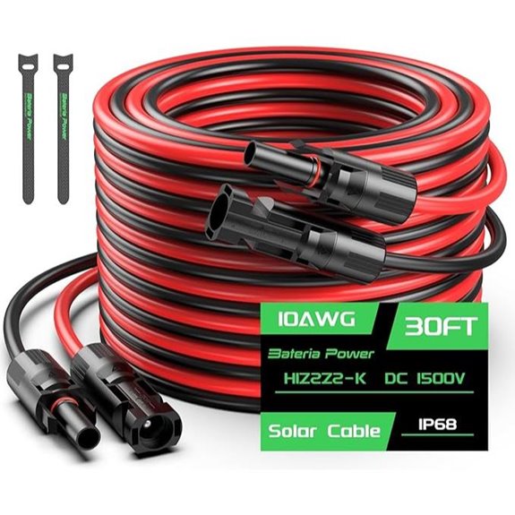 30FT 10AWG Solar Extension Cable with Waterproof Connectors