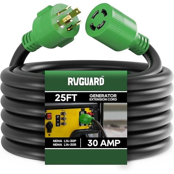 RVGUARD 30A 25ft Generator Extension Cord with Organizer