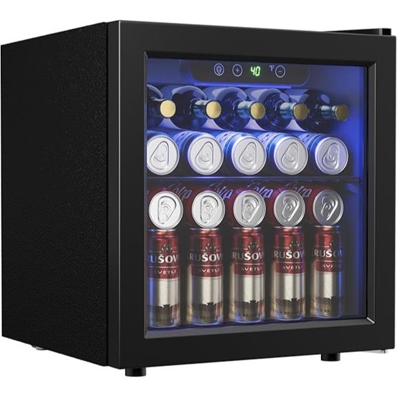 48 Can Beverage Cooler with Glass Door and LED