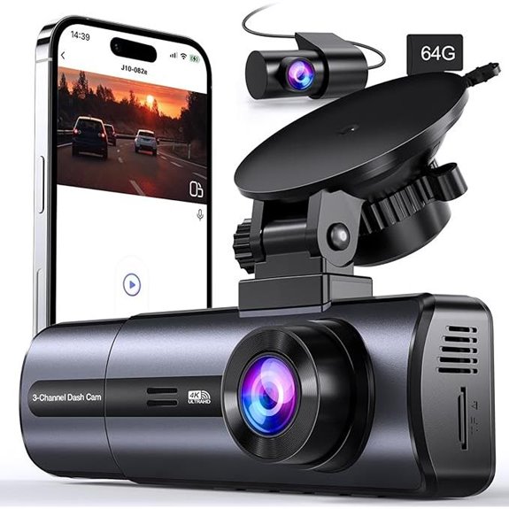 3-Channel 4K Dash Cam with WiFi & App Control