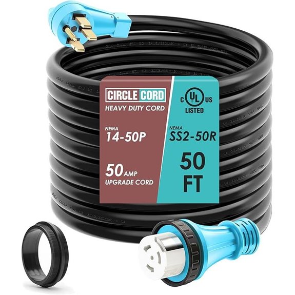 CircleCord 50A 50ft RV/Generator Power Cord with Lock