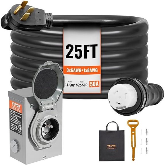 VEVOR 50A Generator Cord & Inlet Box Kit