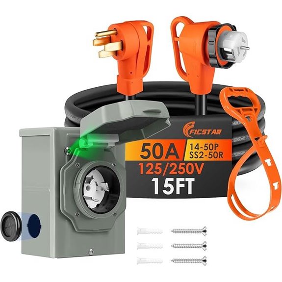 50 Amp Generator Power Cord and Inlet Box Kit