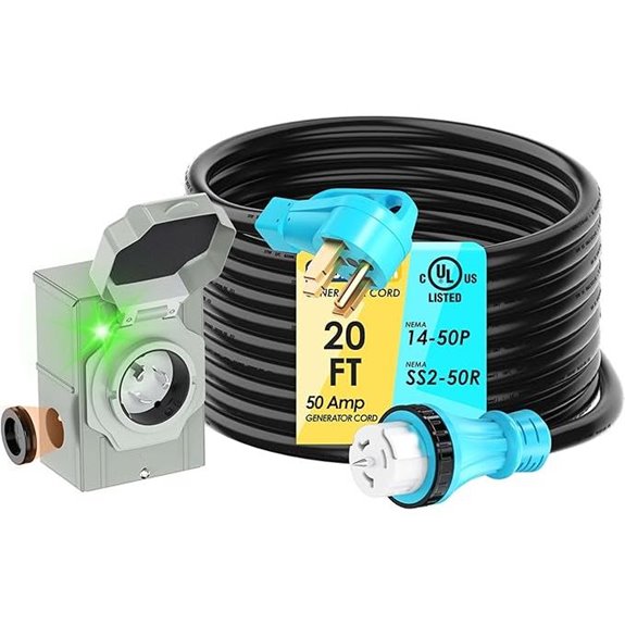 50 Amp Generator Cord & Inlet Box Combo Kit