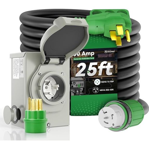 50 Amp Generator Cord & Power Inlet Box Kit