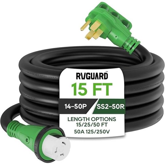 RVGUARD 50 Amp 15ft RV Power Cord with LED Indicator