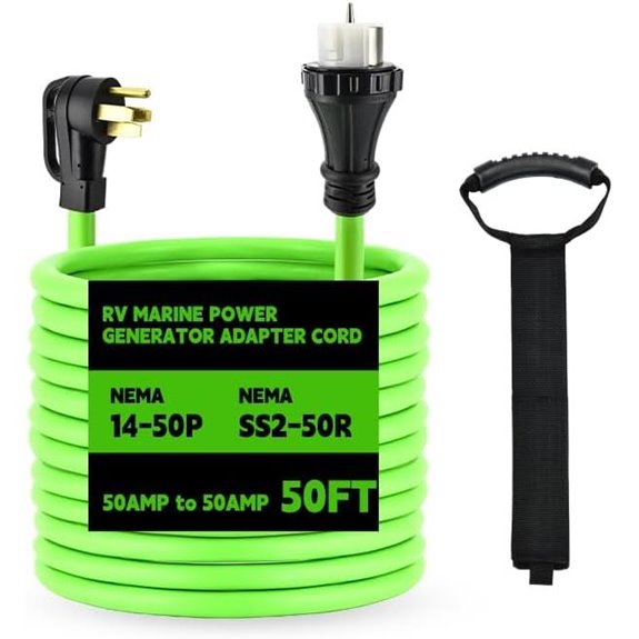 50FT RV Generator Extension Cord 50 Amp NEMA 14-50P to SS2-50R