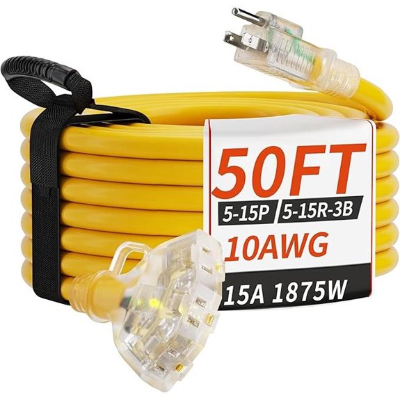 50 FT 10 Gauge Weatherproof Outdoor Extension Cord