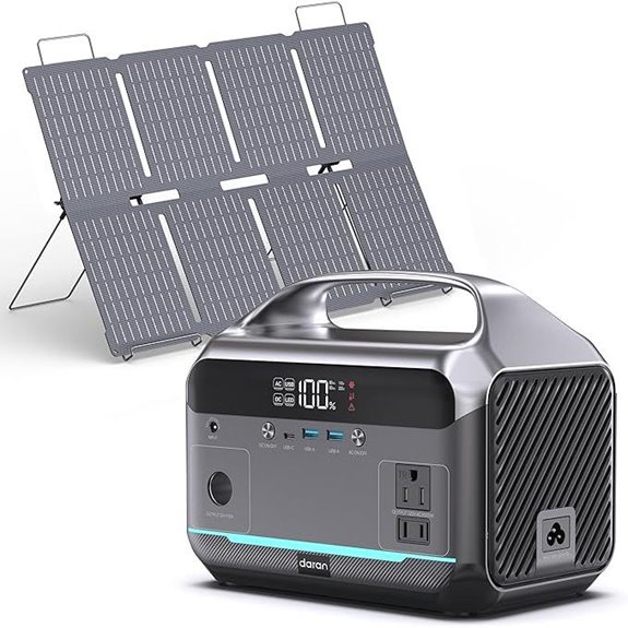 DaranEner 600W Portable Power Station with Solar Panel Panel