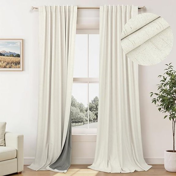 Blackout Linen Curtains 84 Inch 2 Panels Neutral
