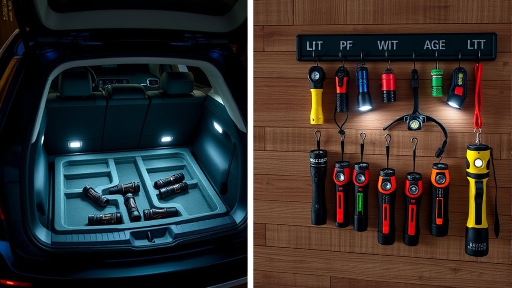 accessible emergency flashlights storage