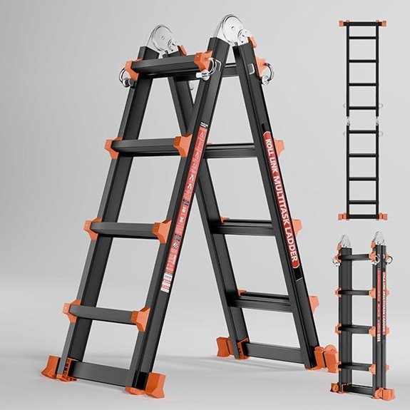 13FT Multi-Position Aluminum Folding Ladder with Tool Tray