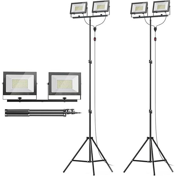 LIVOWALNY 22000 lm LED Work Light with Stand (2 Pack)