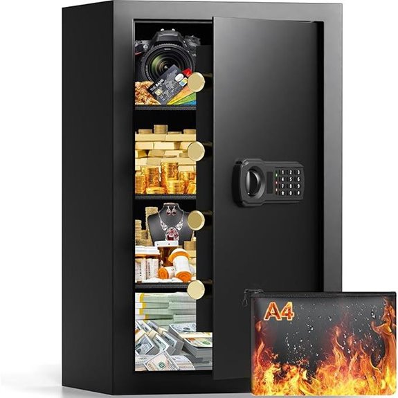 Fireproof Safe Box with Combination Lock and Removable Shelf