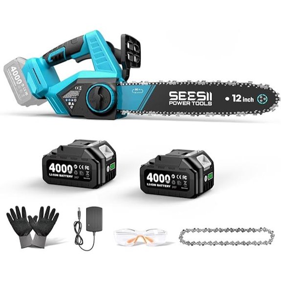 SEESII Cordless 12-inch Electric Chainsaw with Battery