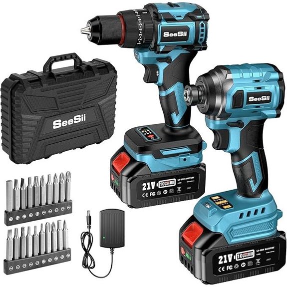 SEESII 21V Cordless Drill & Impact Driver Kit