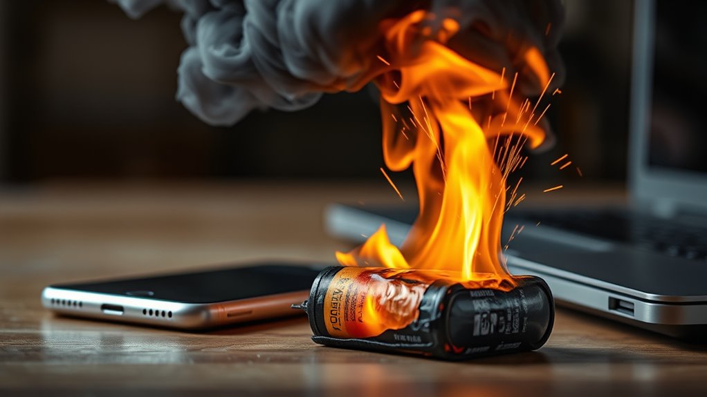device fires from lithium ion batteries