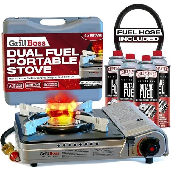 Grill Boss Dual Fuel Camp Stove with Canisters