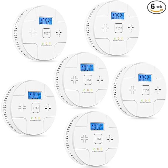 6 Pack 2-in-1 Smoke & CO Detectors with LCD