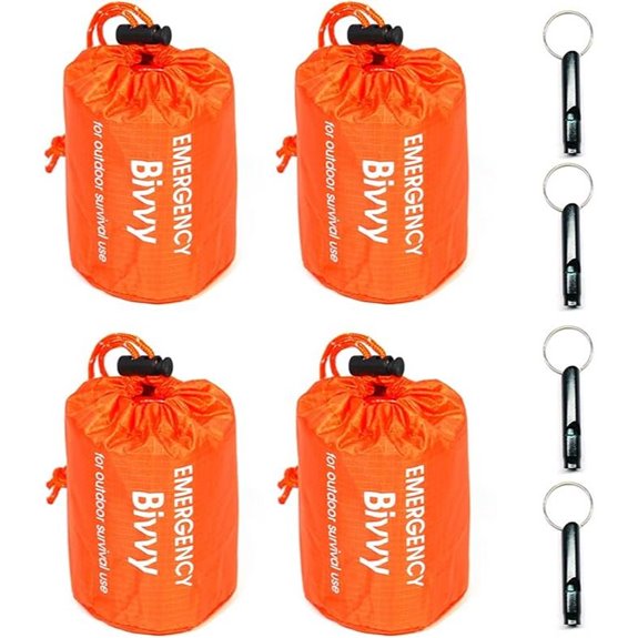 4 Pack Emergency Survival Bivvy Sacks with Whistles