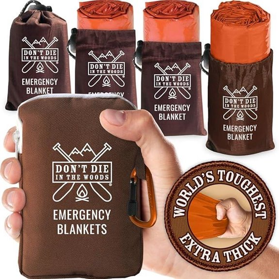 Don’t Die In The Woods Emergency Thermal Blankets (4-Pack)