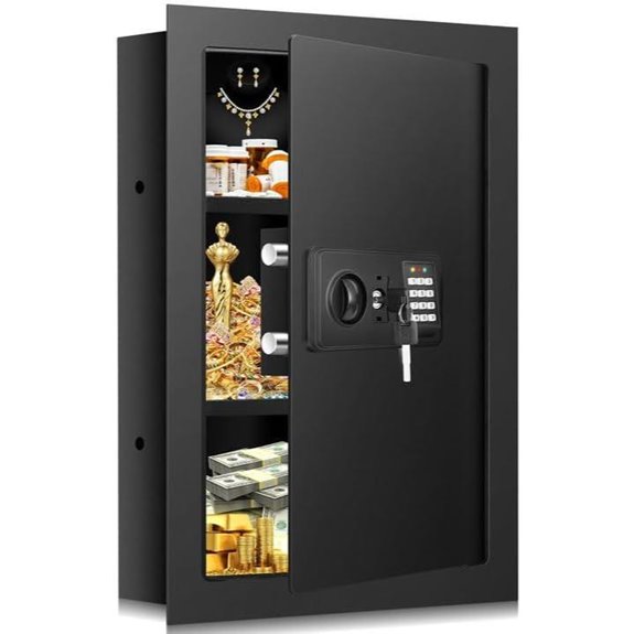 In-Wall Fireproof Safe with Combination Lock and Removable Shelf