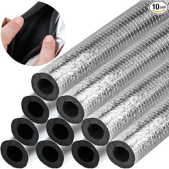 10 Pcs Foam Pipe Insulation Wraps with Aluminum Foil