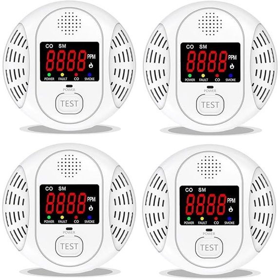 Carbon Monoxide & Smoke Detector LCD (4-Pack)