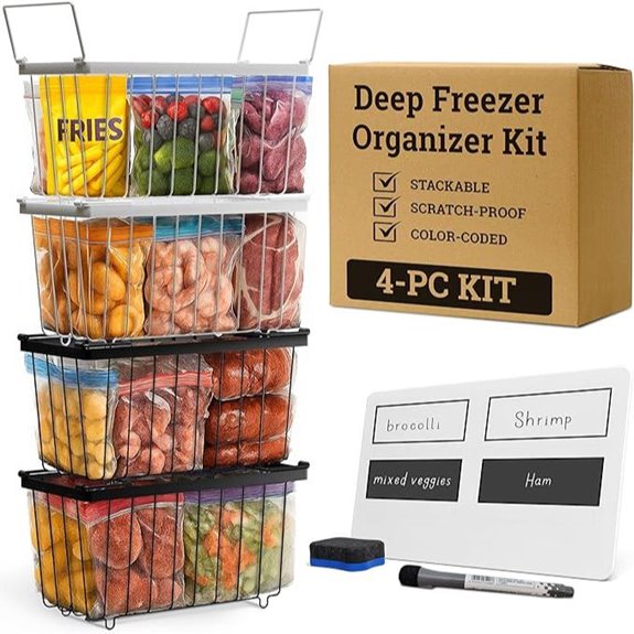 Deep Chest Freezer Organizer Bins (4-Pack)