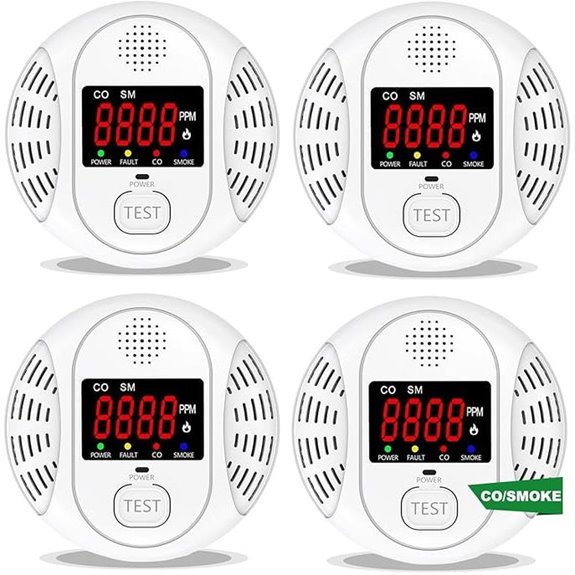 Carbon Monoxide & Smoke Detector with LCD (4 Pack)