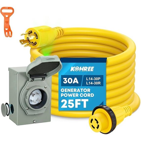 Kohree 25Ft 30A Generator Cord & Power Inlet Kit