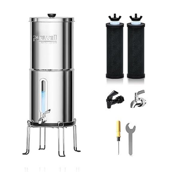 Purewell 1.5G Gravity Water Filter System with 2 Filters