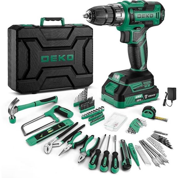 Green 20V Cordless Power Drill Tool Set