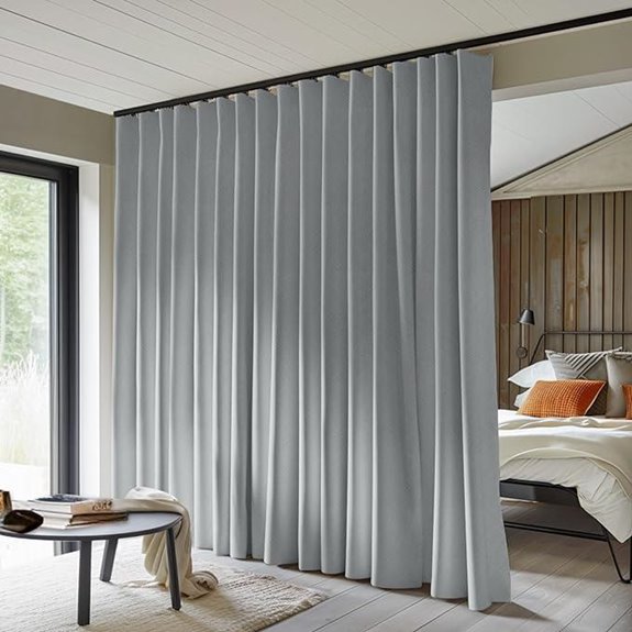 Blackout Room Divider Curtains Thermal Insulated Grey