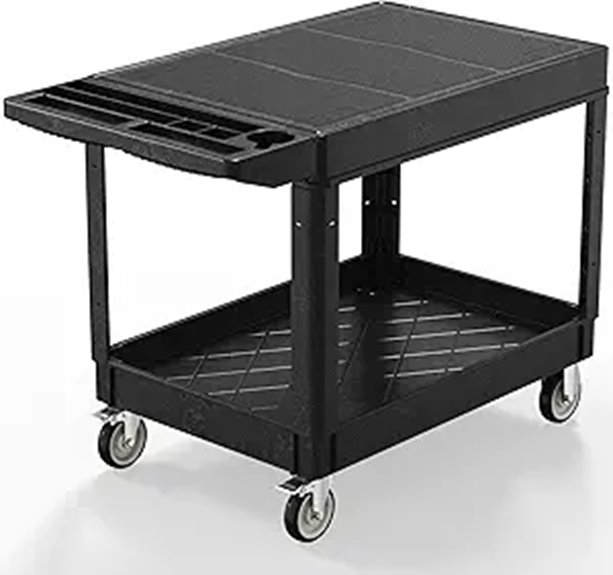 Heavy Duty Utility Cart with 2 Shelves 1000 lbs Capacity