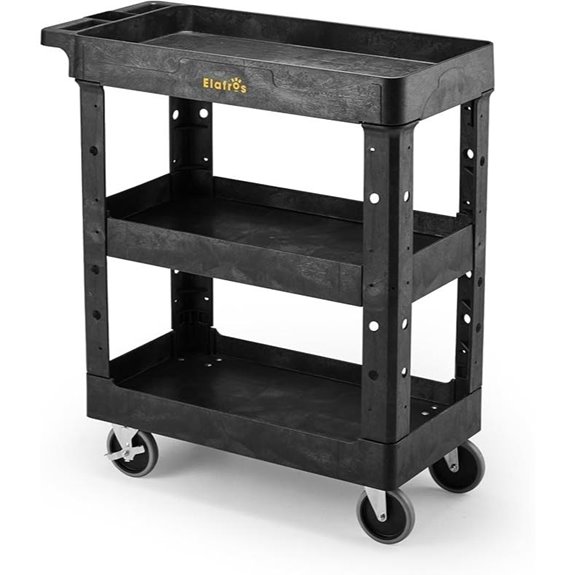 ELAFROS Heavy Duty 3-Shelf Utility Cart Black