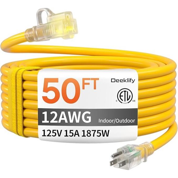 12 Gauge 50 FT Outdoor Waterproof Extension Cord