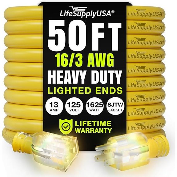 50ft Heavy Duty Waterproof Extension Cord
