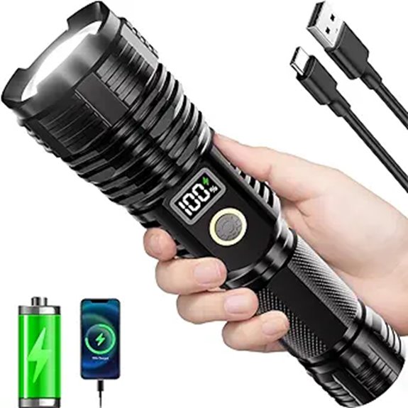 Rechargeable 10000LM LED Tactical Flashlight with LCD Display